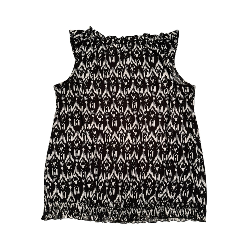 Faded Glory Smocked Blouse Womens 1X / 16W Black & White Summer Lightweight - Picture 3 of 12